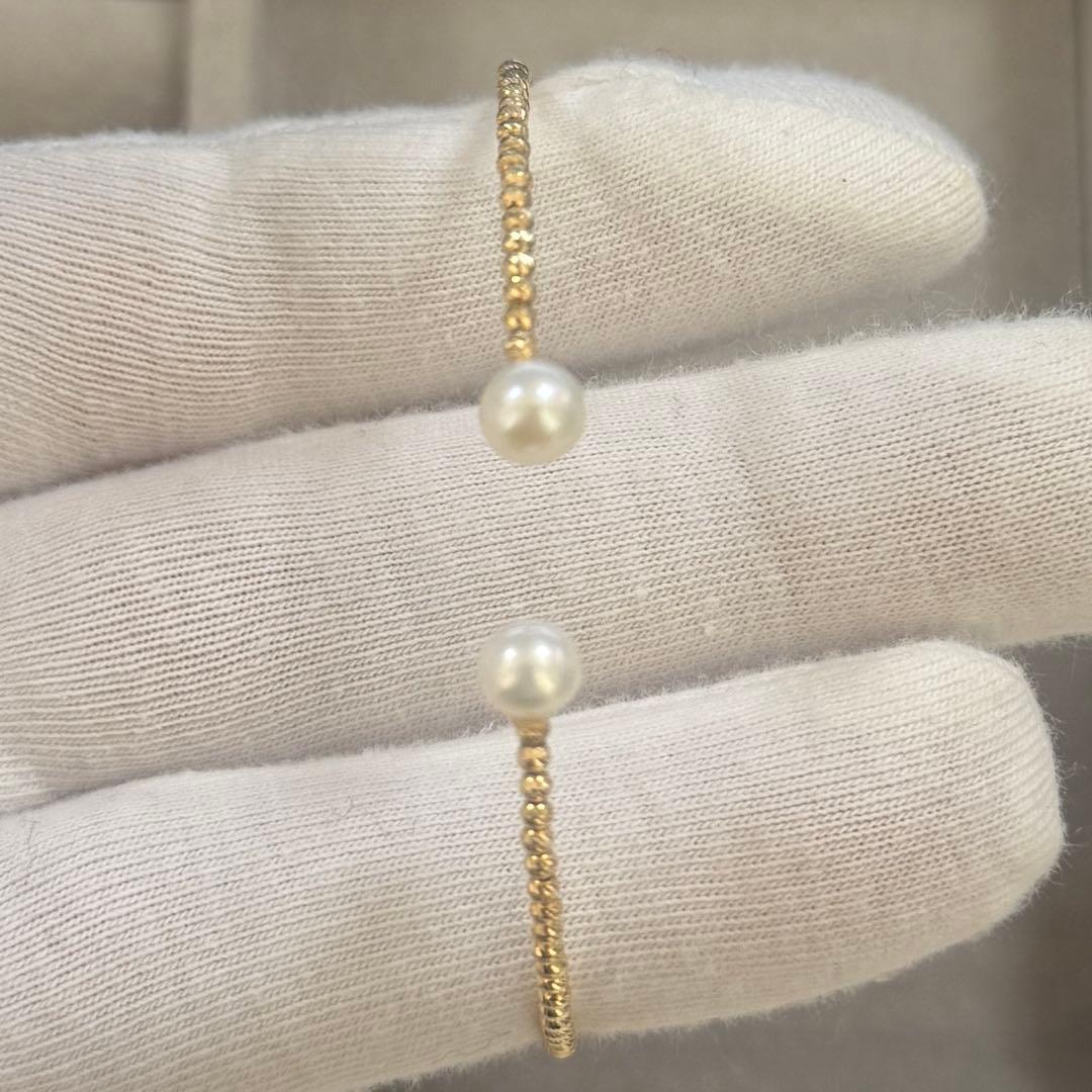 DYN　K18デザインバングル　淡水真珠　ブレスレット　ミラーボール