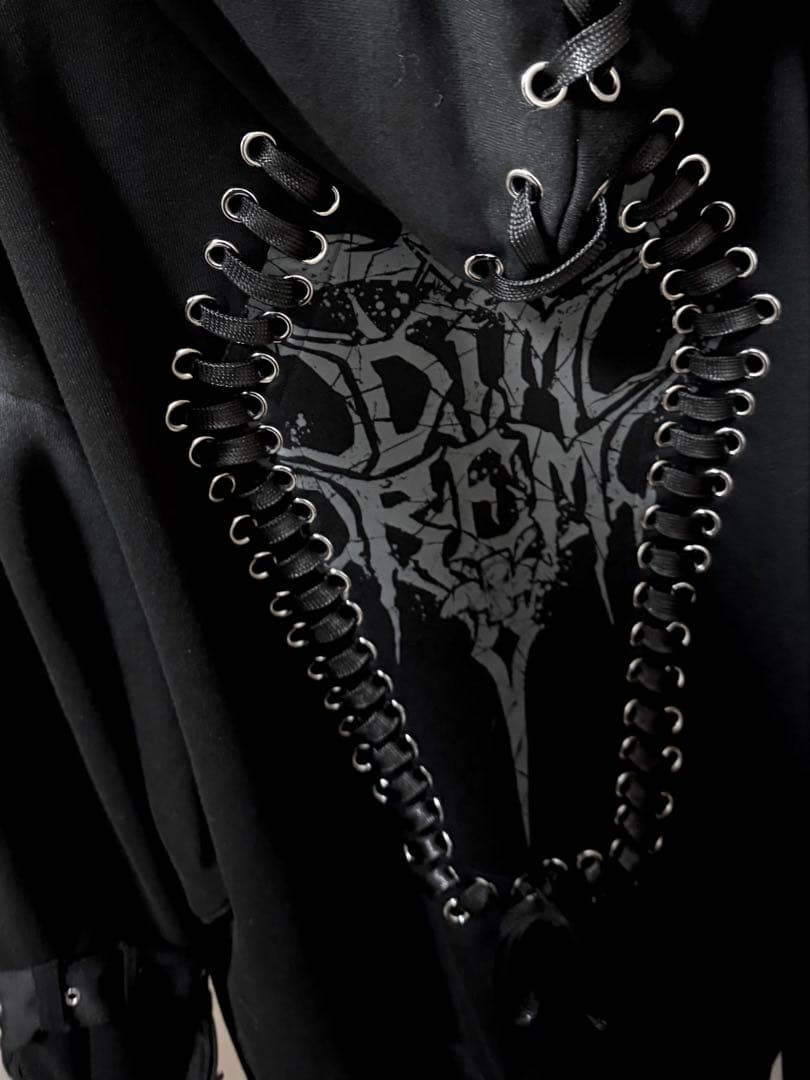 DIMRIM ブラック フード付きパーカー