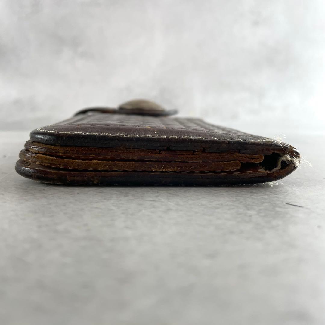 入手困難✨ ファニー 長財布 チェーンウォレット 編み込み レザー 本革 茶色