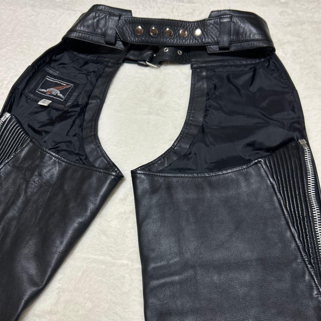 美品 OHPLAN XL レザーチャップス レザーパンツ 本革 ブラック