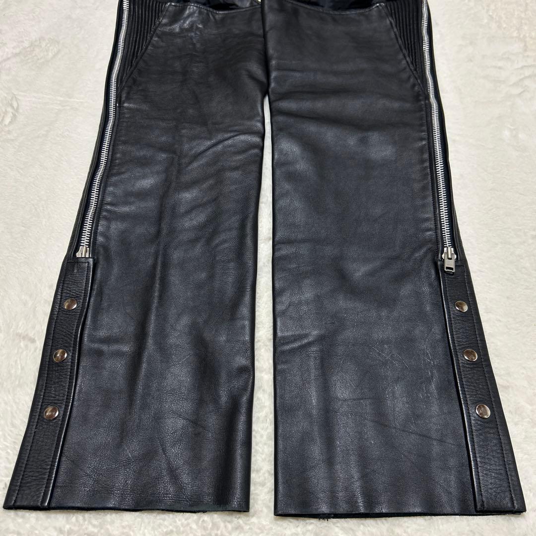 美品 OHPLAN XL レザーチャップス レザーパンツ 本革 ブラック