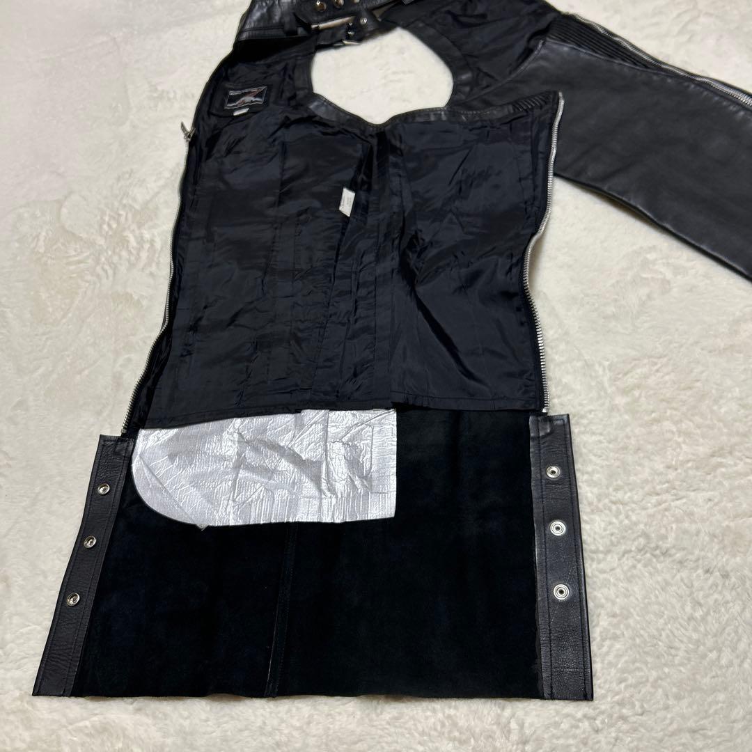 美品 OHPLAN XL レザーチャップス レザーパンツ 本革 ブラック