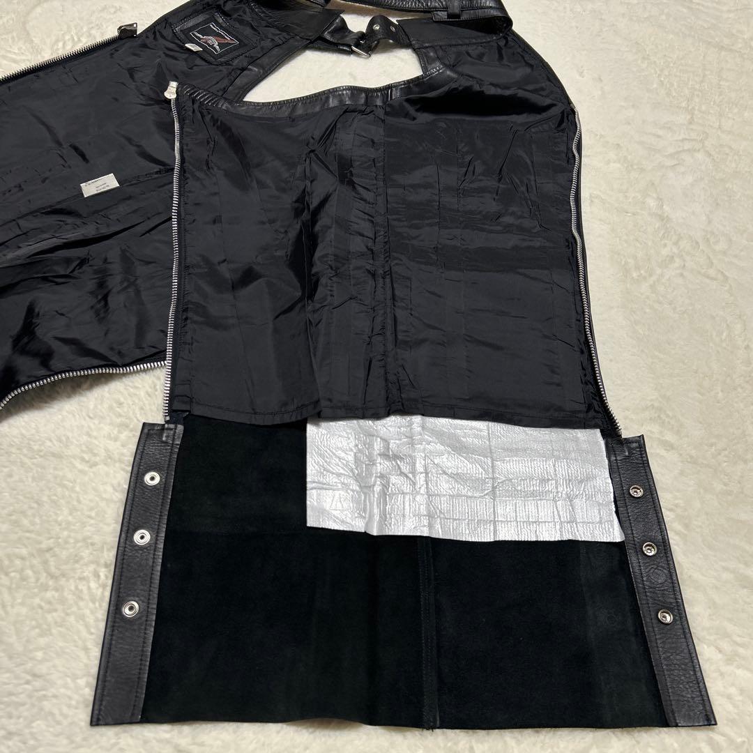 美品 OHPLAN XL レザーチャップス レザーパンツ 本革 ブラック