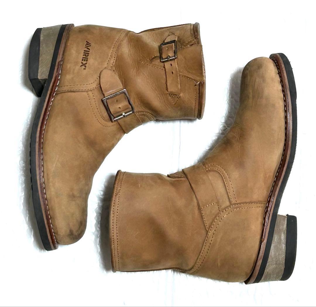 【27cm】AVIREX ショートエンジニアブーツRED★ハーレーgpzWING