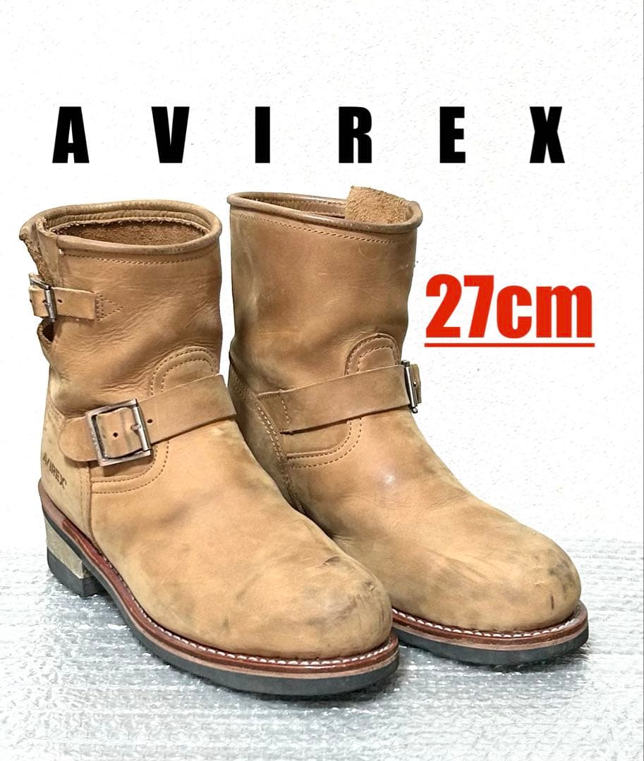 【27cm】AVIREX ショートエンジニアブーツRED★ハーレーgpzWING