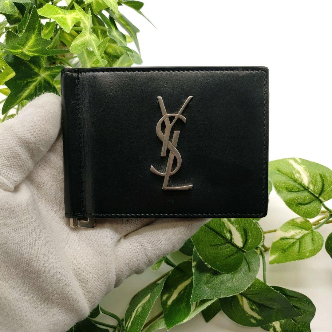 サンローラン　マネークリップ　カサンドラ　ブラック　シルバー金具