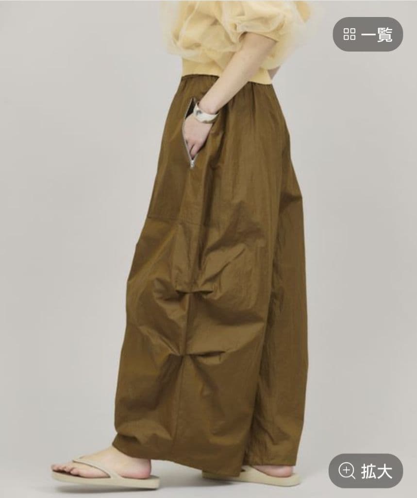 Curensology　ナイロンジップカーゴパンツ　カーキ78