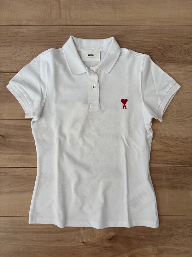【新品未使用】Ami Paris ホワイト ポロシャツ ハートマーク