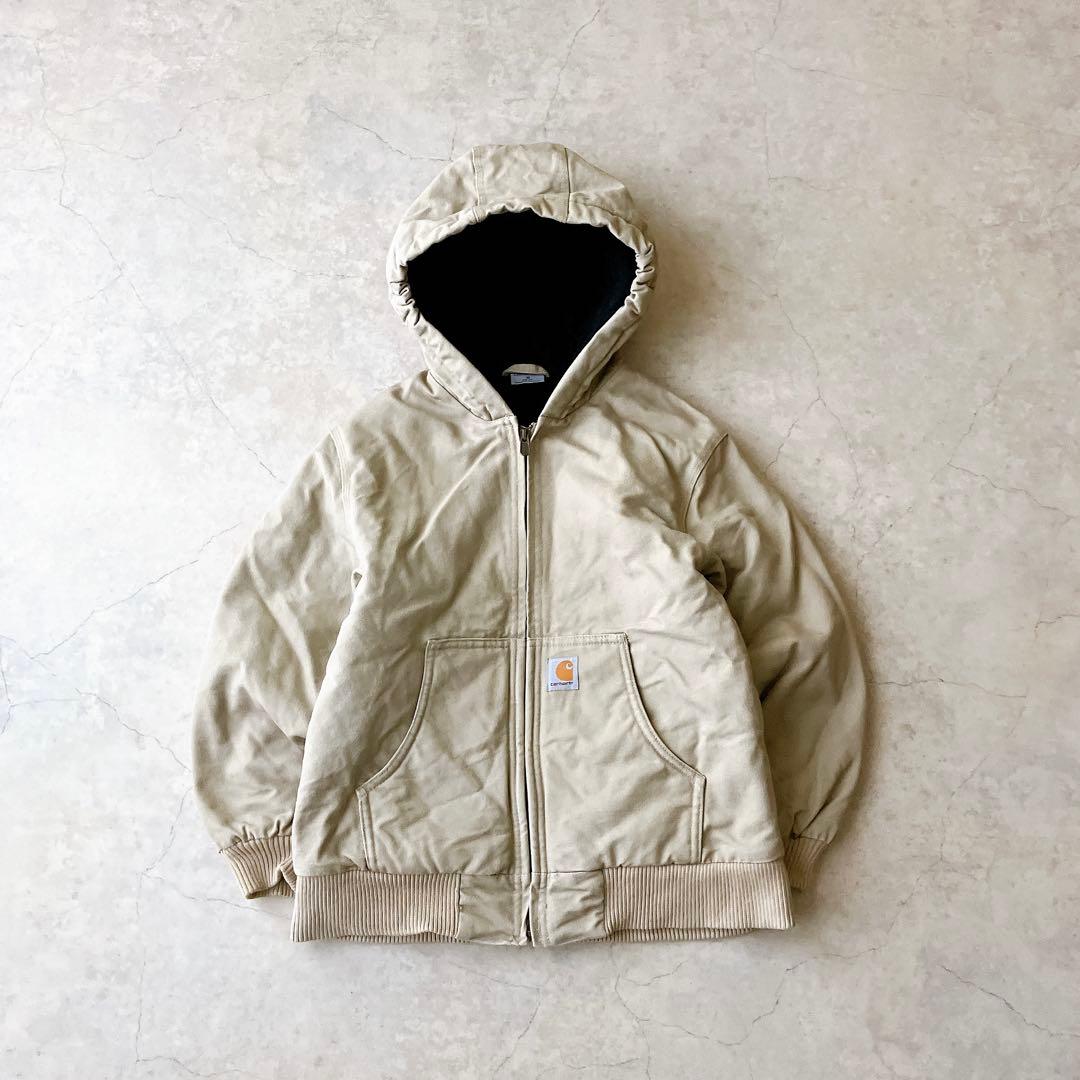 Carhartt アクティブジャケット パーカー 10-12 ベージュ 中綿入り