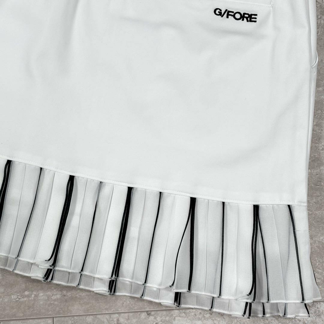 ジーフォア　G/FORE スカート　ロゴ刺繍　裾フリル　裾シフォン　38 M