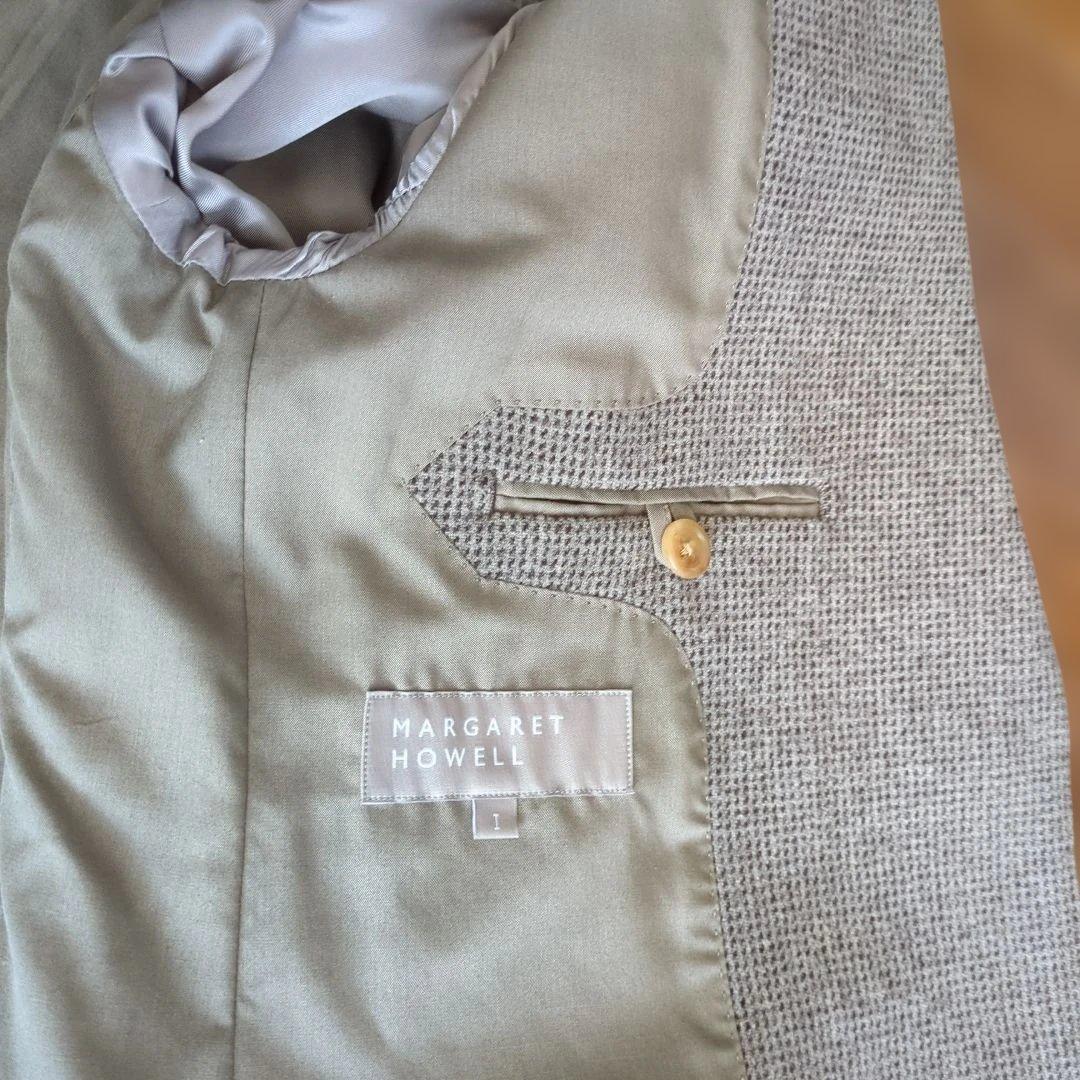 マーガレットハウエル　茶×グレー チェック柄 テーラードジャケット