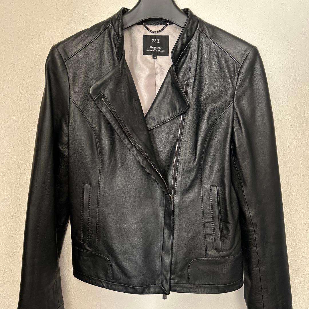 23区 本革　黒 レザージャケット 38