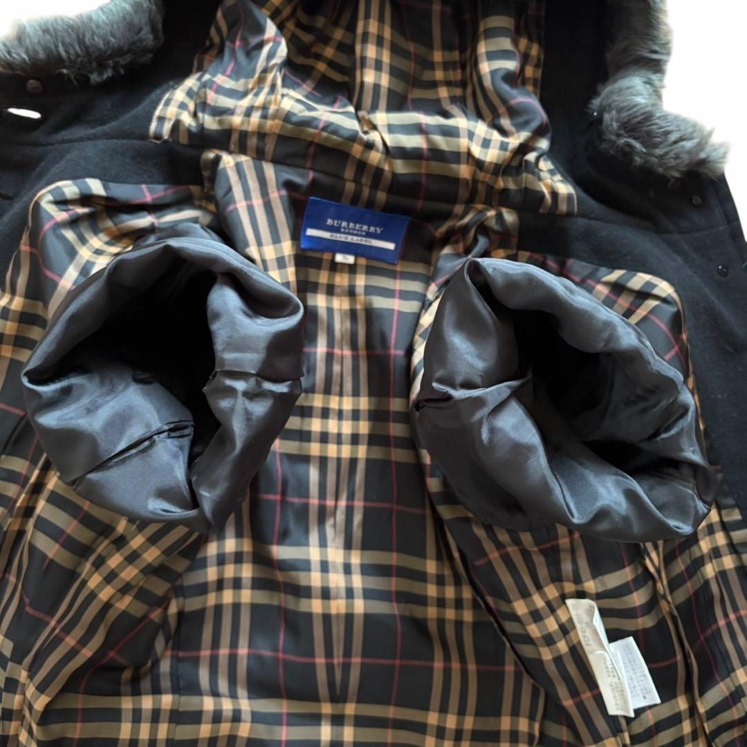 美品 バーバリーブルーレーベル アンゴラ ラビットファー コート ノバチェック