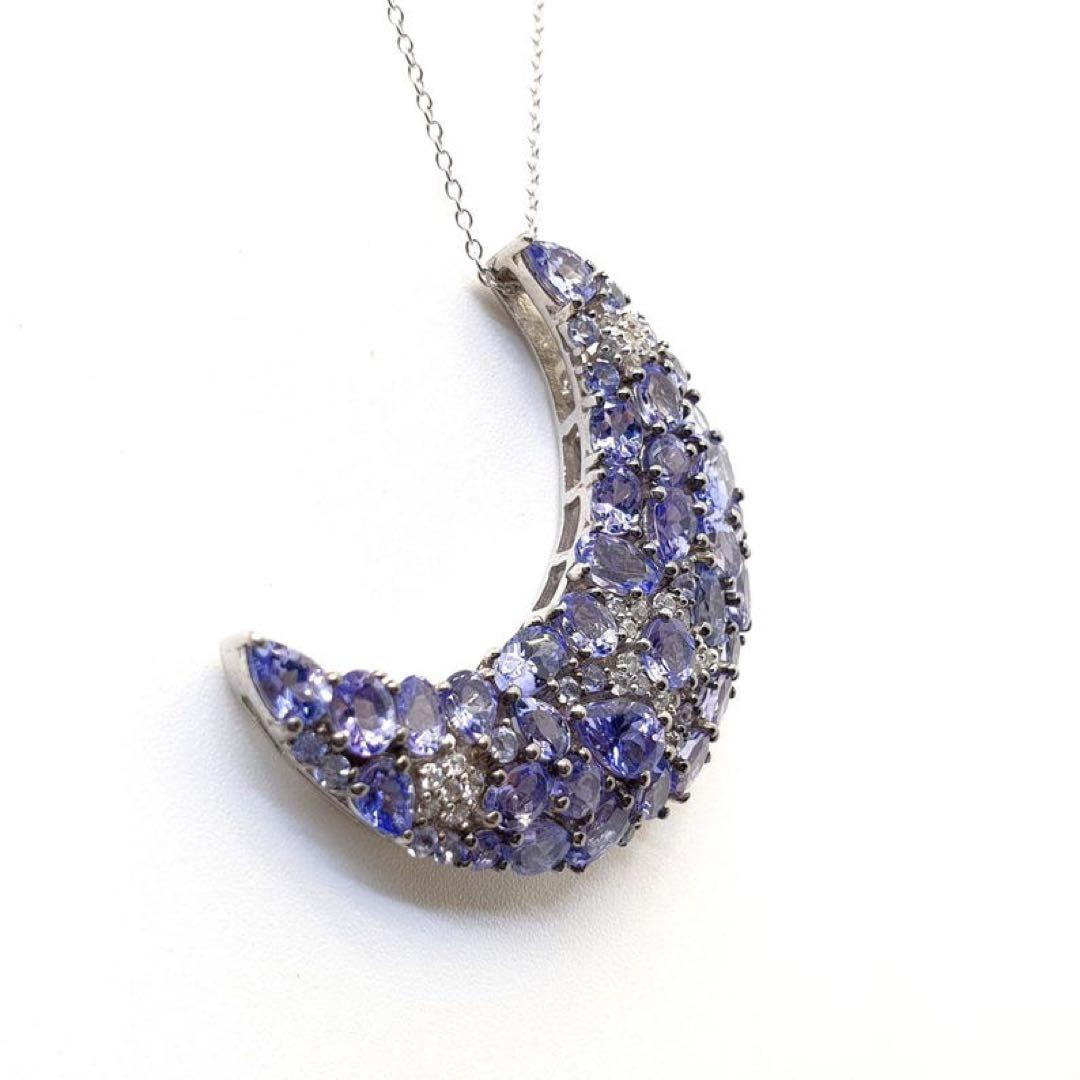 GSTV 天然アルーシャタンザナイトハーフムーンペンダント（シルバー)