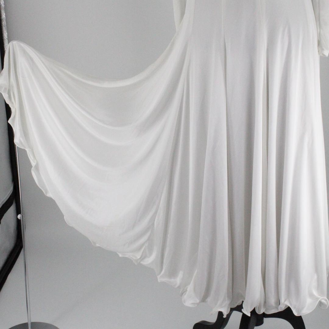 【日本製 社交ダンス衣装】光沢ホワイト Sanline サンリーヌ ドレス