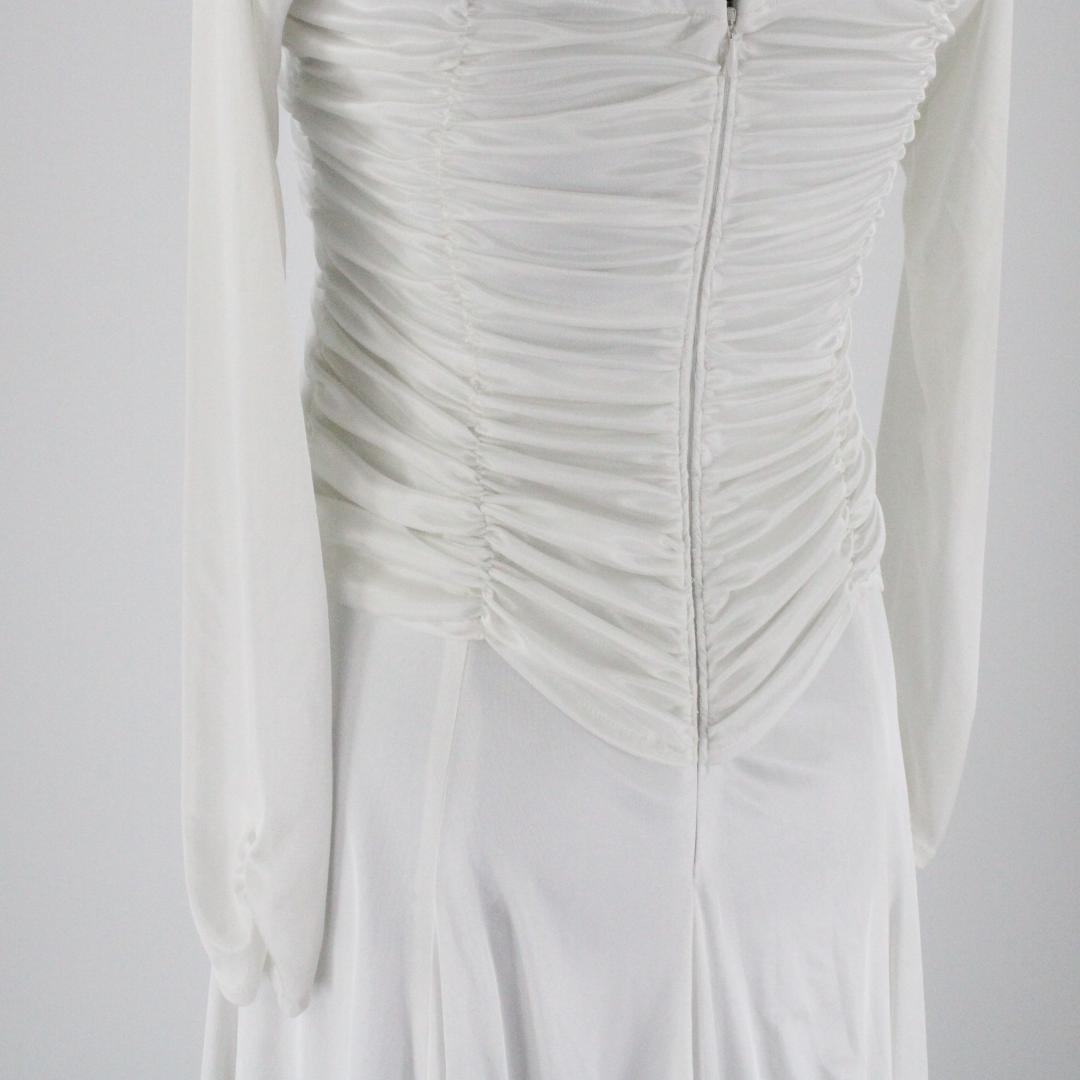 【日本製 社交ダンス衣装】光沢ホワイト Sanline サンリーヌ ドレス