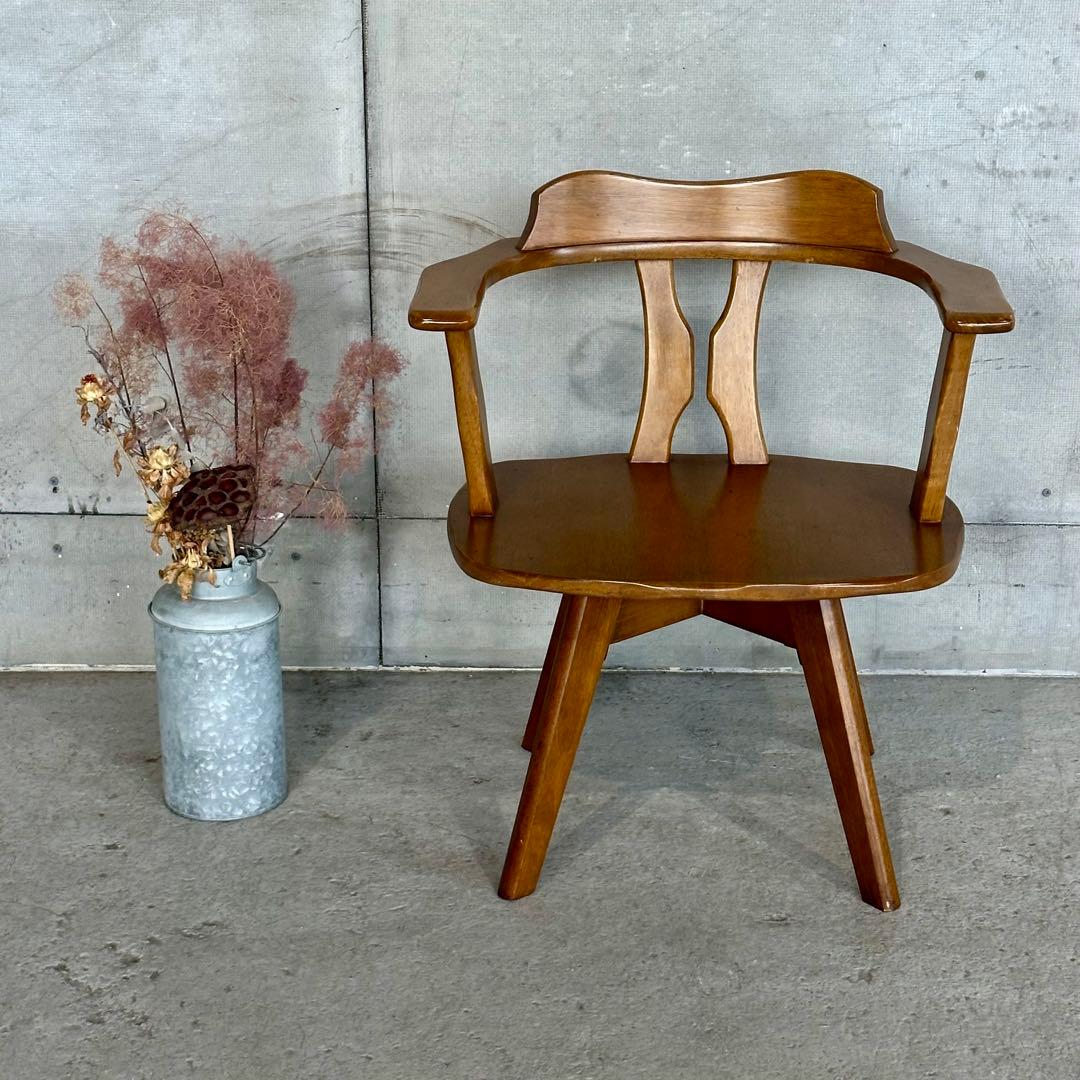 ✦マツダ家具✦ 木製 回転式ダイニングチェア 昭和レトロ 国産ヴィンテージ