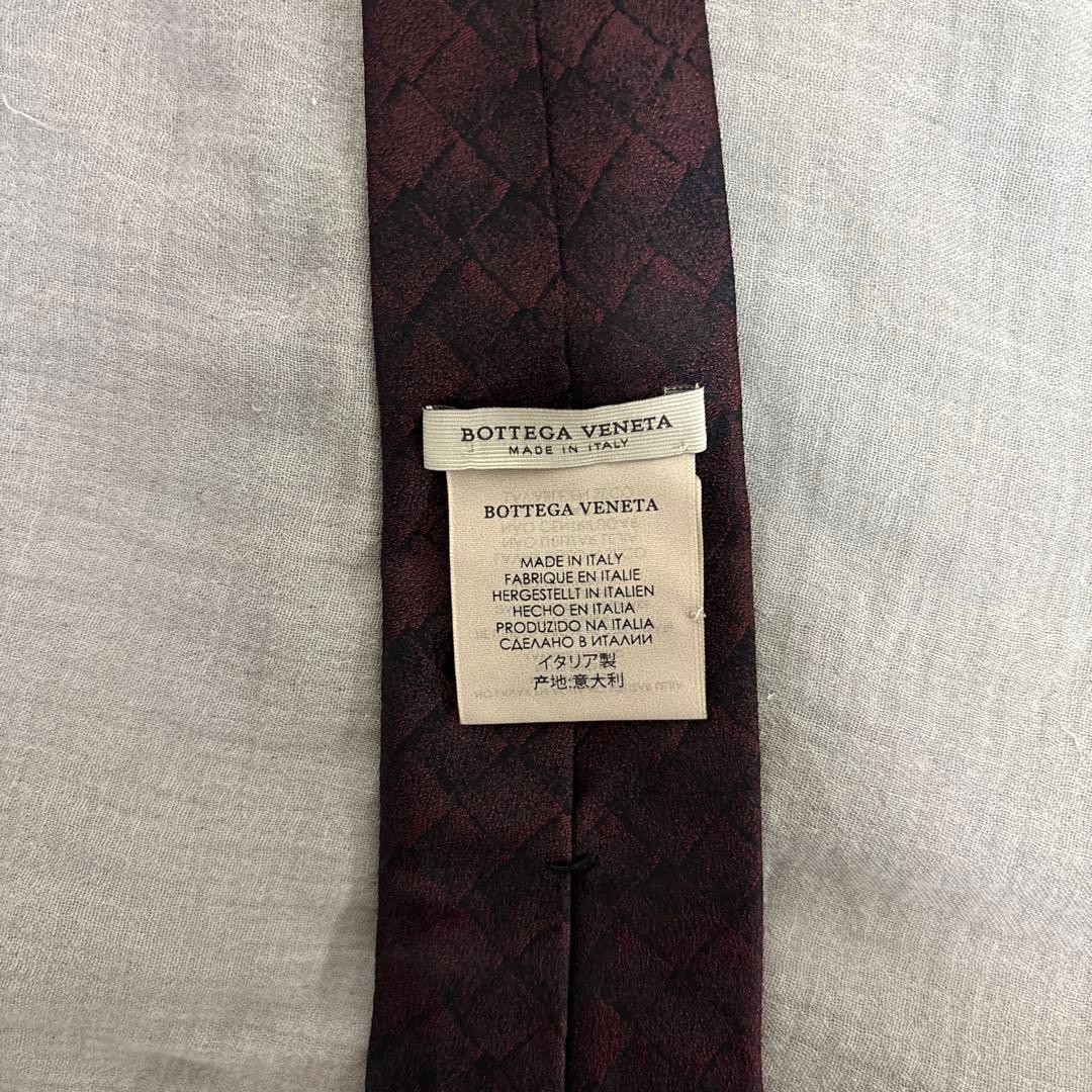 ボッテガヴェネタ　ネクタイ　イントレチャート　ボルドー