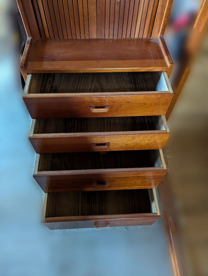 木製スラットデザインタンス　アンティーク　特注品