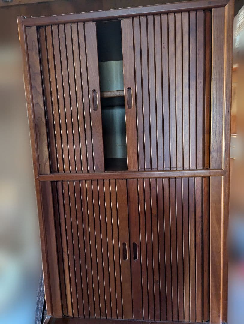 木製スラットデザインタンス　アンティーク　特注品