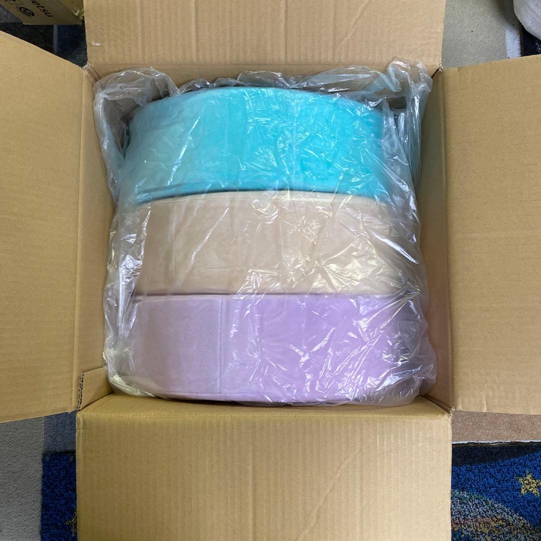 癒し座布団 3個セット 水色 ベージュ 紫