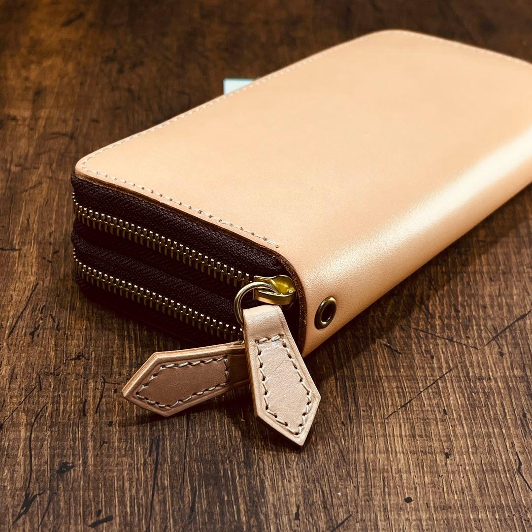 サドルレザー ヌメ革 ラウンドファスナー ダブルファスナー　メンズ財布