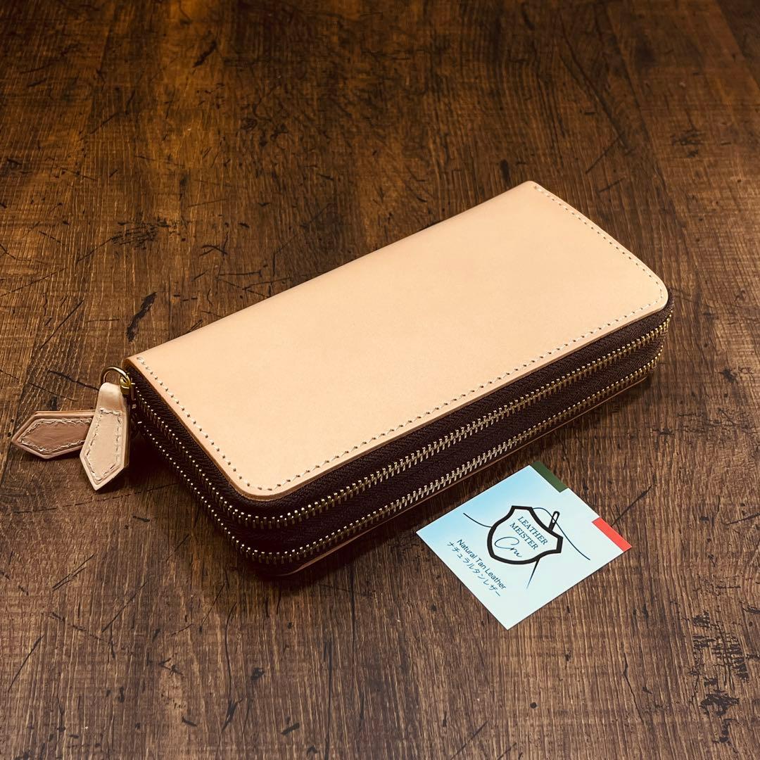 サドルレザー ヌメ革 ラウンドファスナー ダブルファスナー　メンズ財布