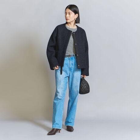 23aw Beauty & Youth ブークレ ノーカラー ショート コート