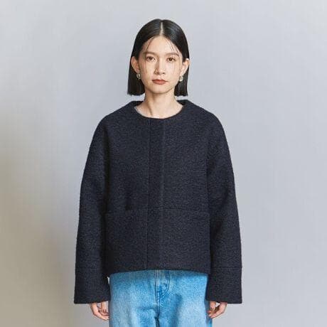 23aw Beauty & Youth ブークレ ノーカラー ショート コート