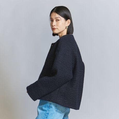 23aw Beauty & Youth ブークレ ノーカラー ショート コート