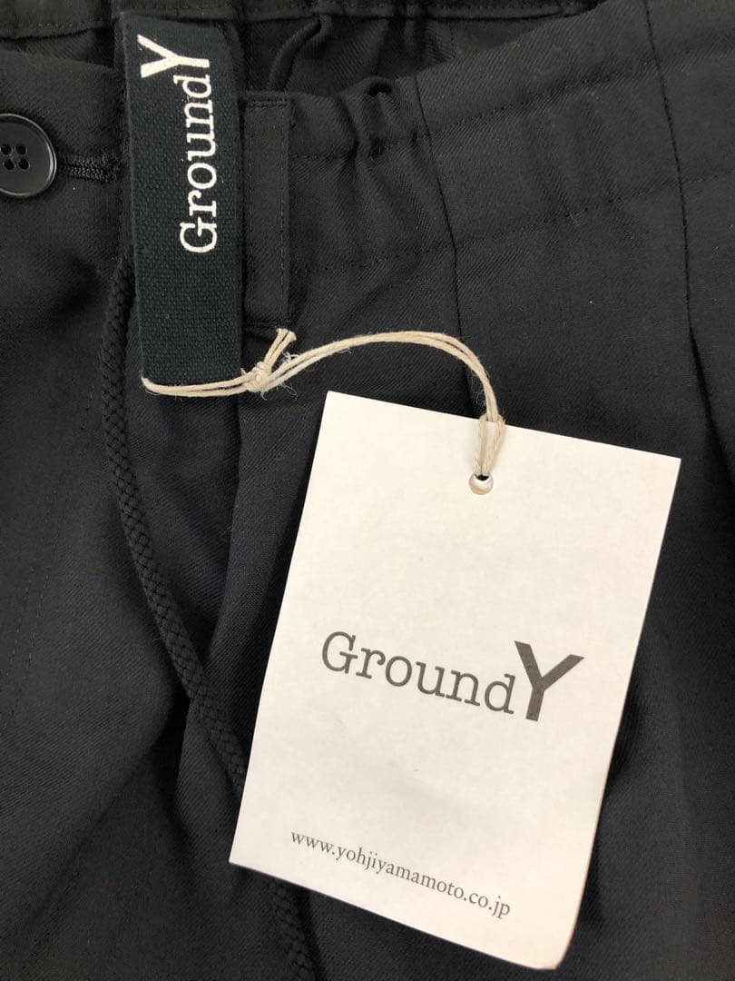新品タグ付き GroundY黒 サルエルパンツ プリーツ入り ゴムウエスト L