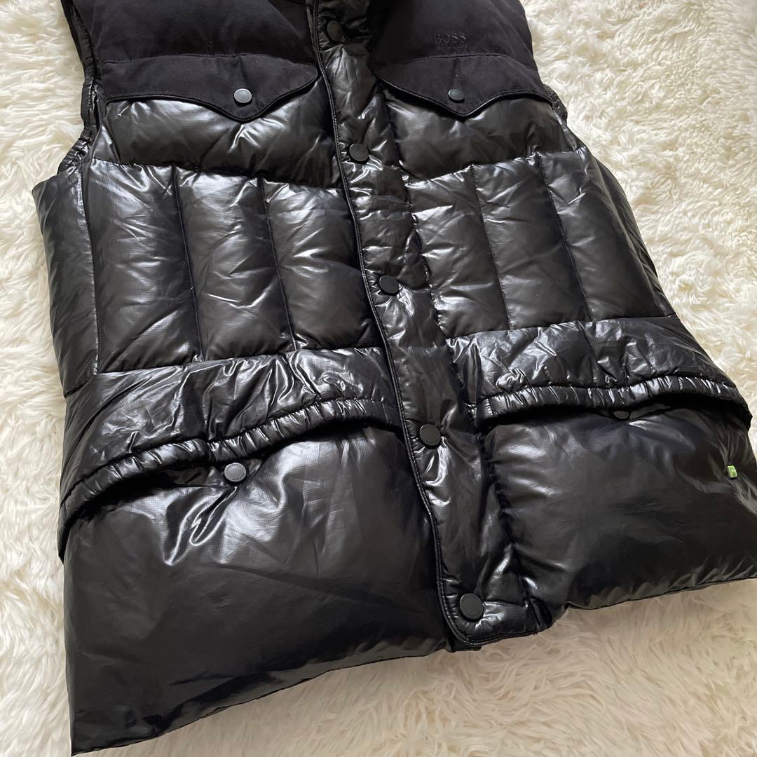 BOSS HUGO BOSS ダウンベスト　スエード　切り替え　2way フード