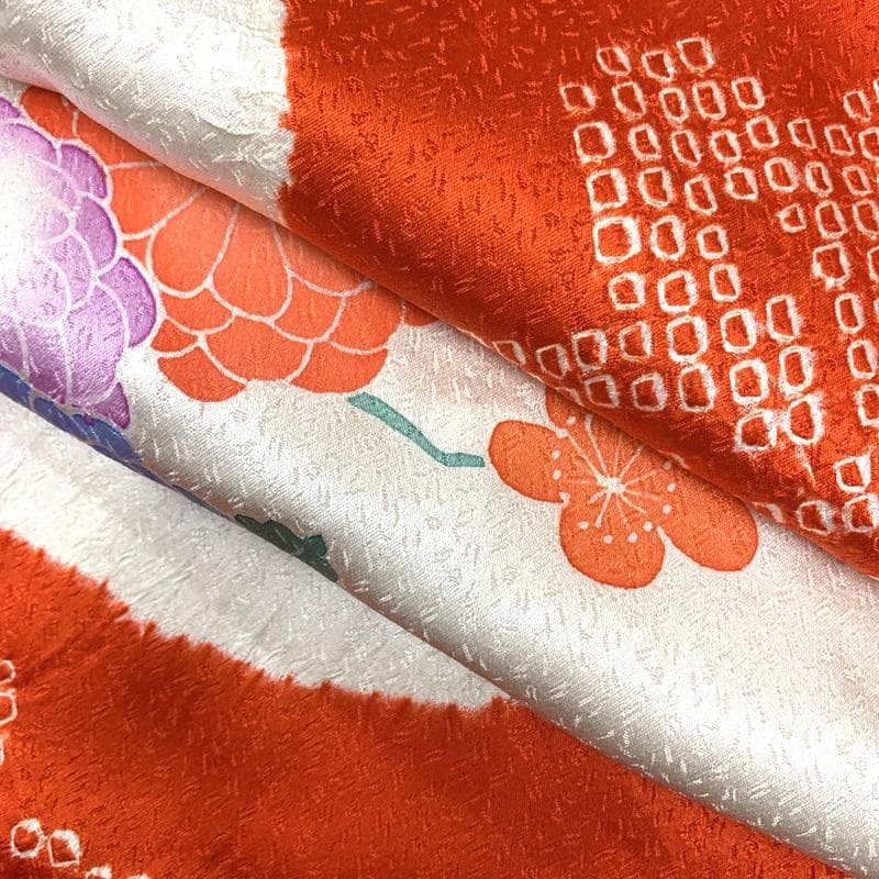 411ag67□七五三 七歳 女児 着物&袋帯&長襦袢 染め分け絞り 鈴□美品