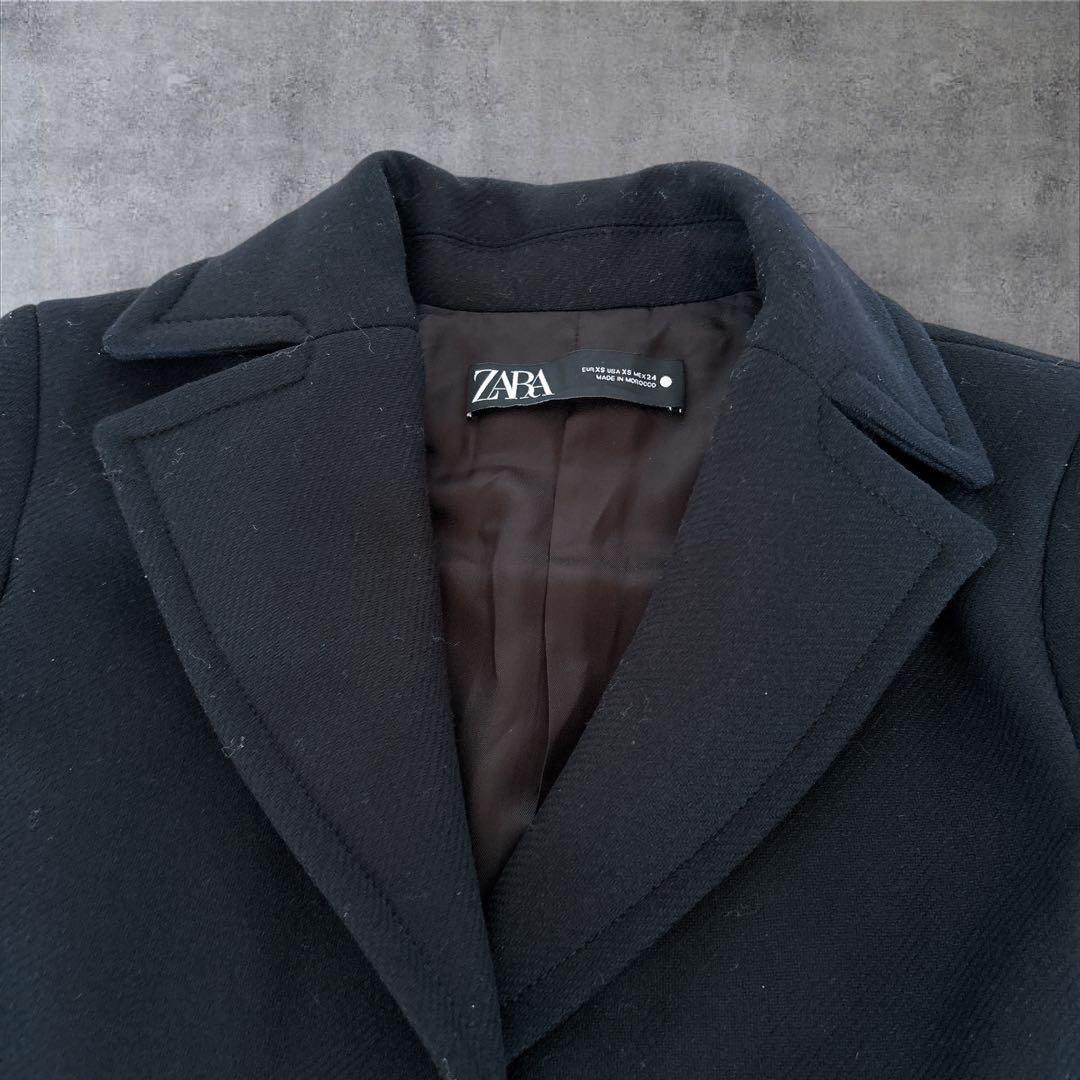 【ザラ】ケープコート　ポンチョ　金ボタン　マンテコ　ウール　完売品　黒　S〜M