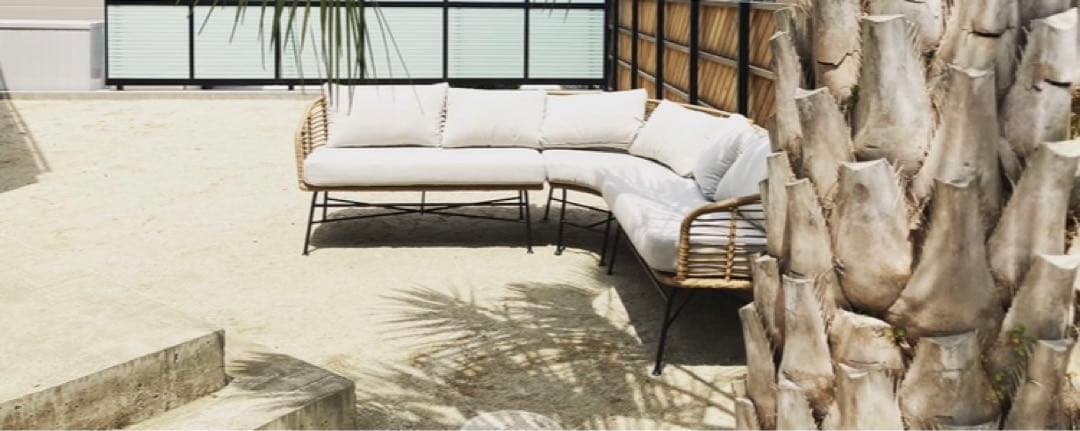 ラタンL型ソファー