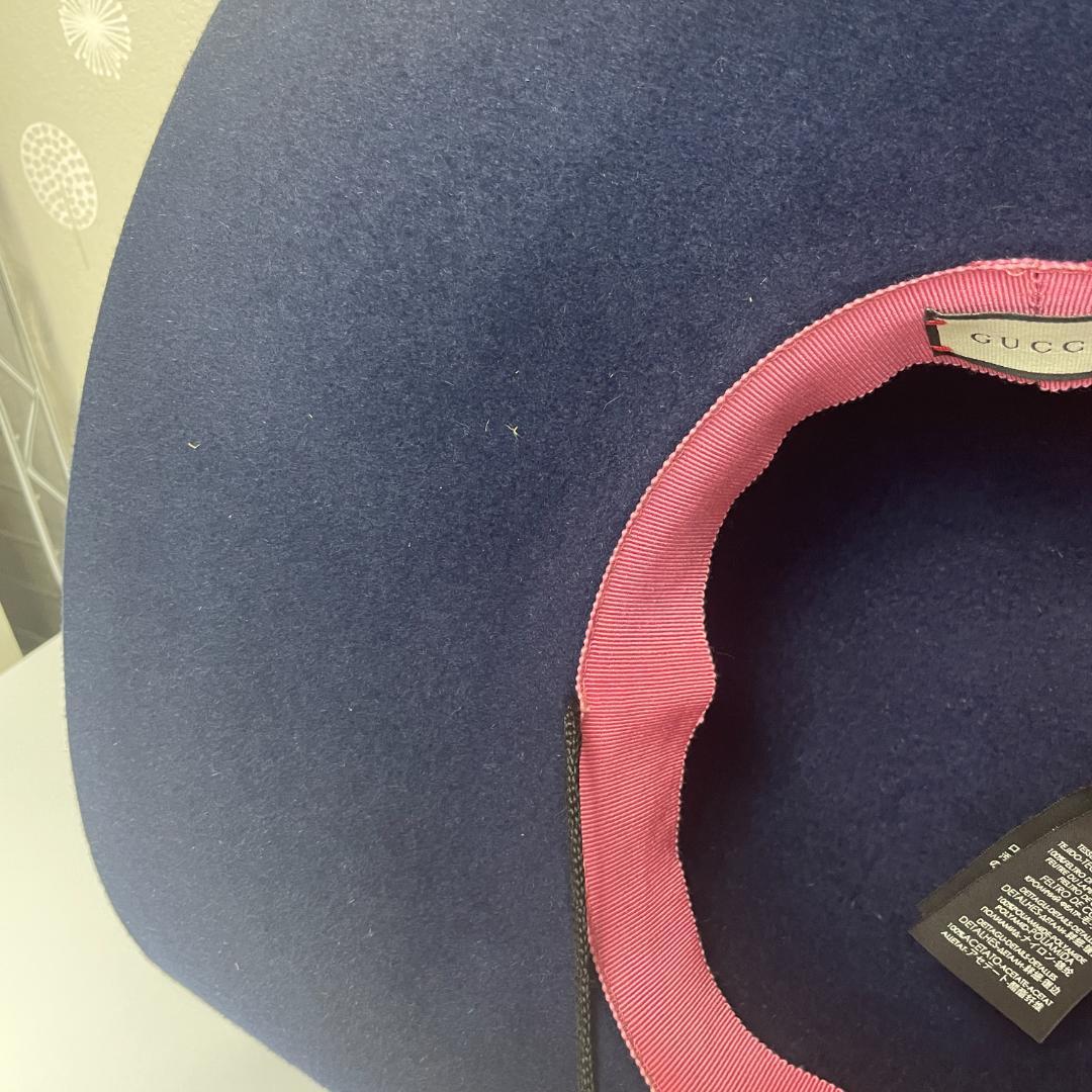 希少 GUCCI グッチ フラワーズ ベロアハット コサージュ あご紐 リボン