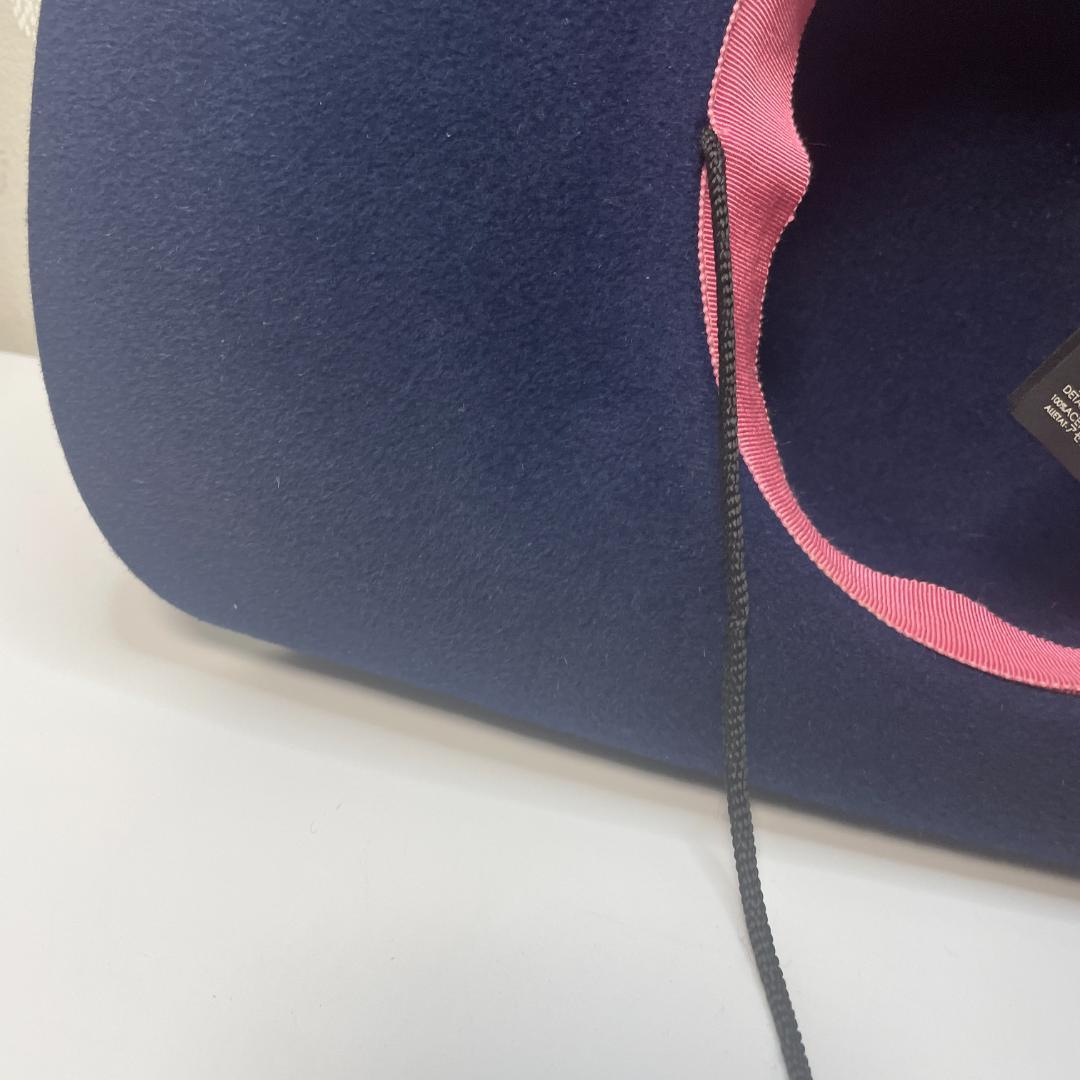 希少 GUCCI グッチ フラワーズ ベロアハット コサージュ あご紐 リボン