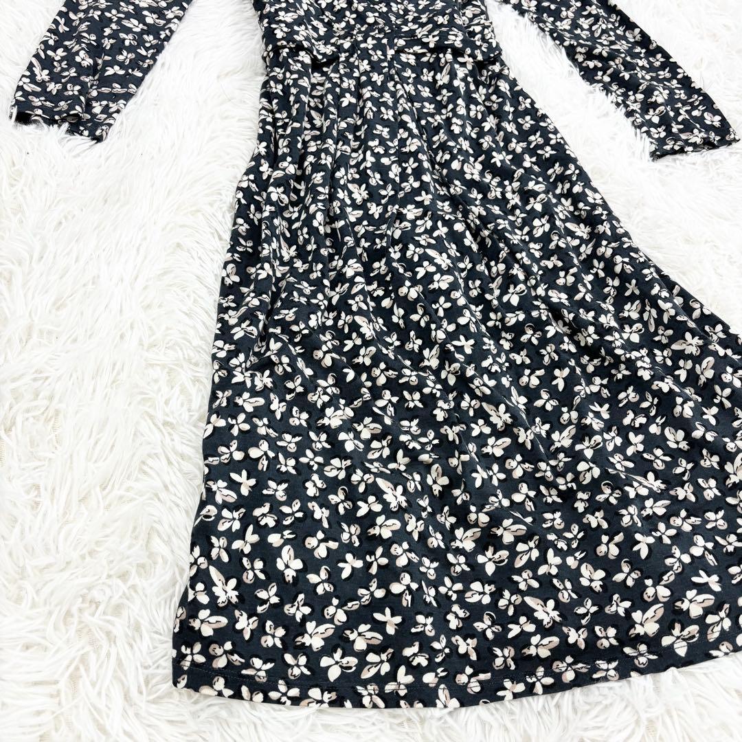 美品　マックスマーラ　カシュクールワンピース　ロング丈　花柄　総柄　シルク　L