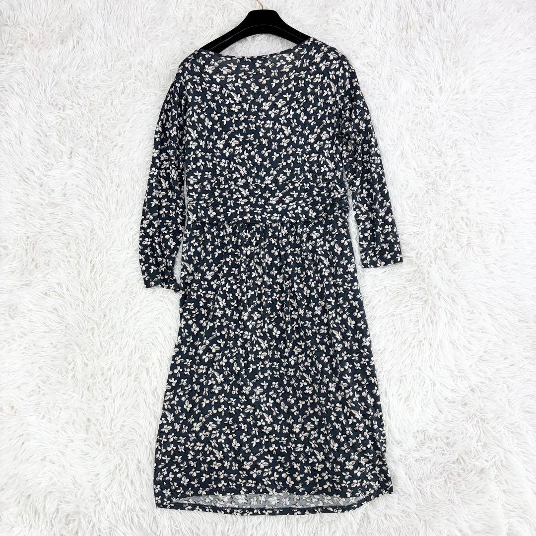 美品　マックスマーラ　カシュクールワンピース　ロング丈　花柄　総柄　シルク　L