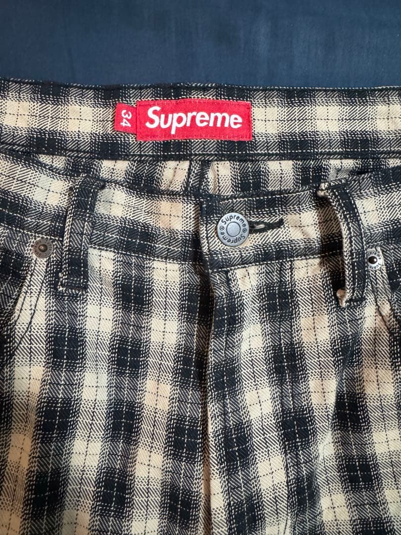 パンツ Supreme Plaid Baggy Short BLACK