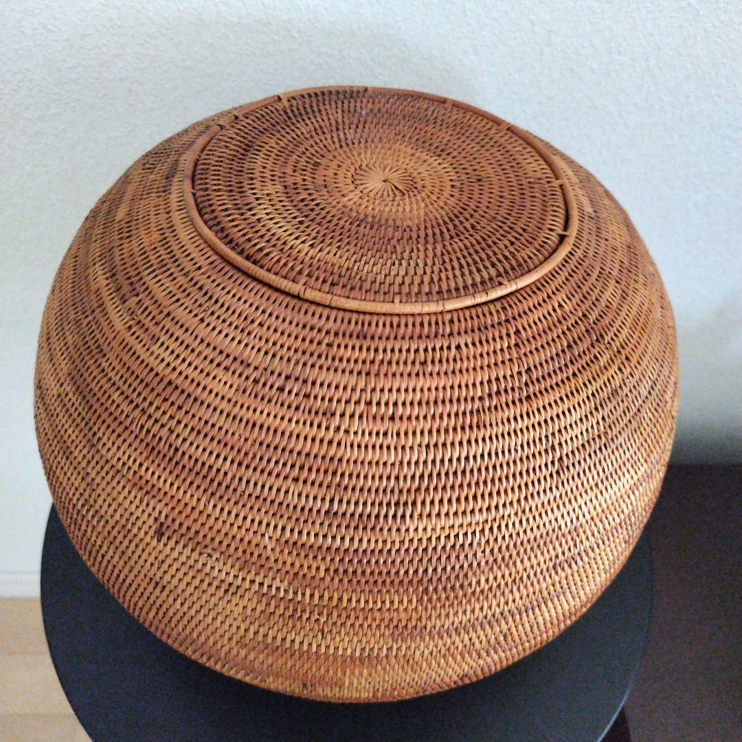 アタ　特大　ボールケース　籠　かご　小物入れ　バリ島