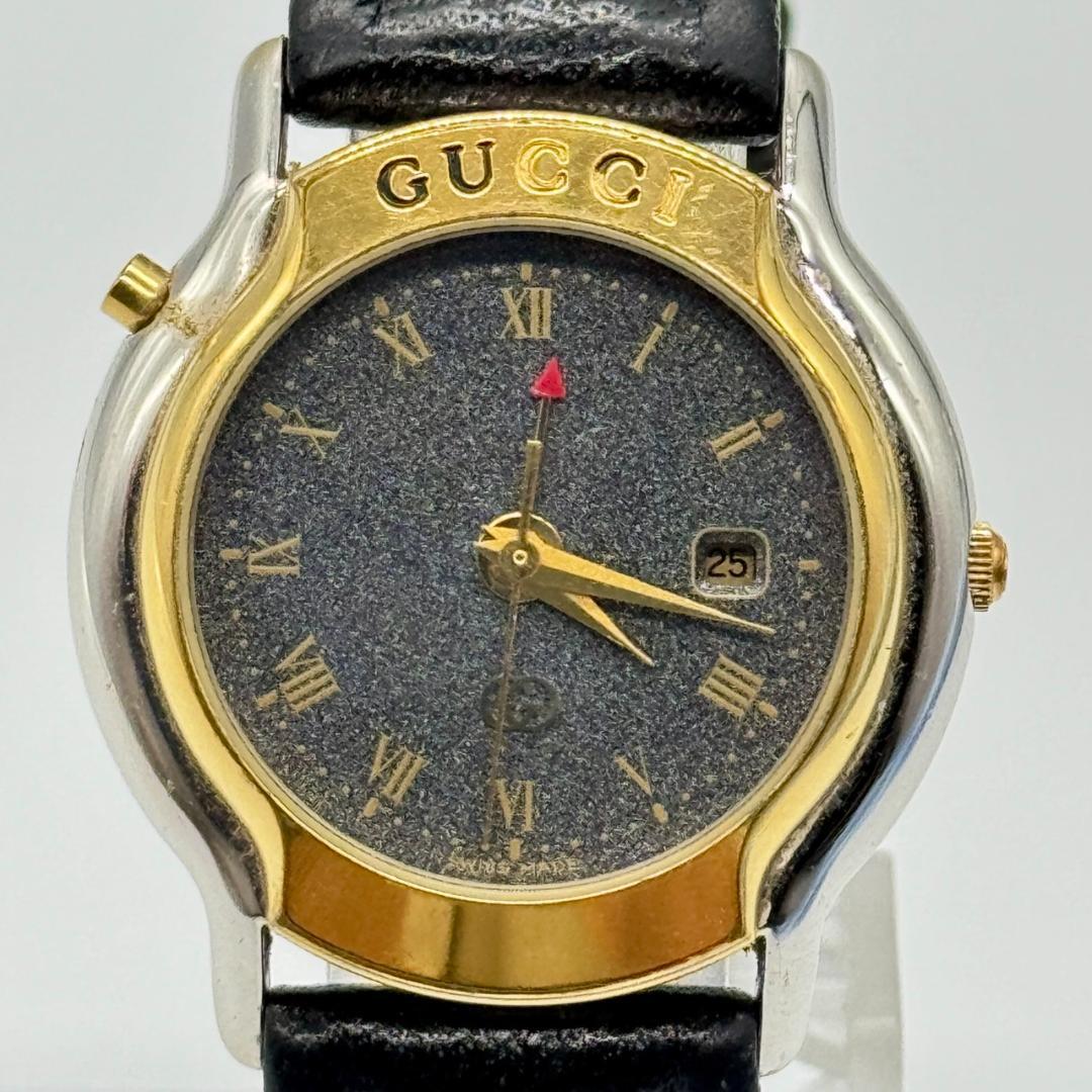稼働品 GUCCI グッチ 腕時計 デイト グレー文字盤 クォーツ 8200JR