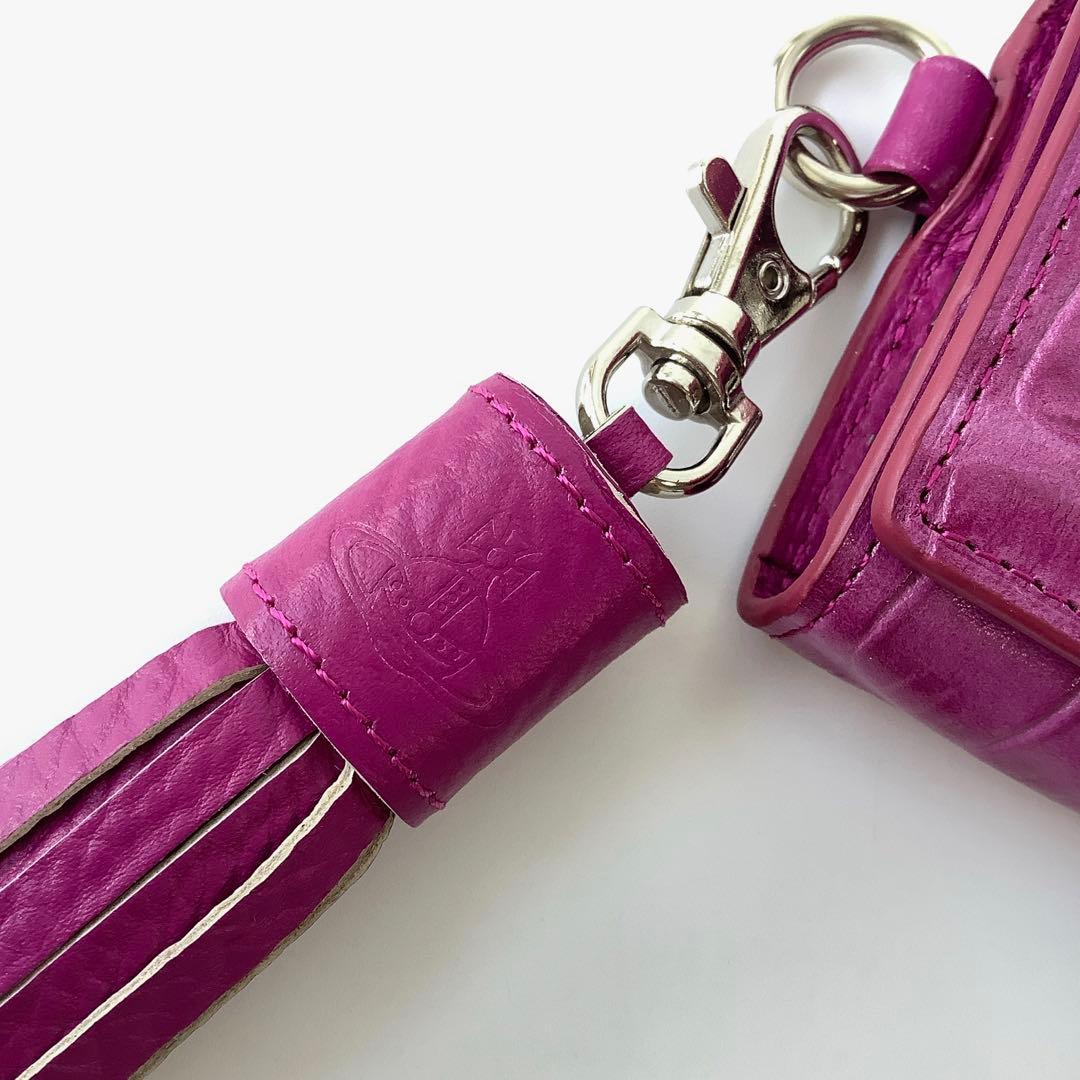 新品★ヴィヴィアンウエストウッド★チャーム付きクロコ型押し4連キーケース★ピンク