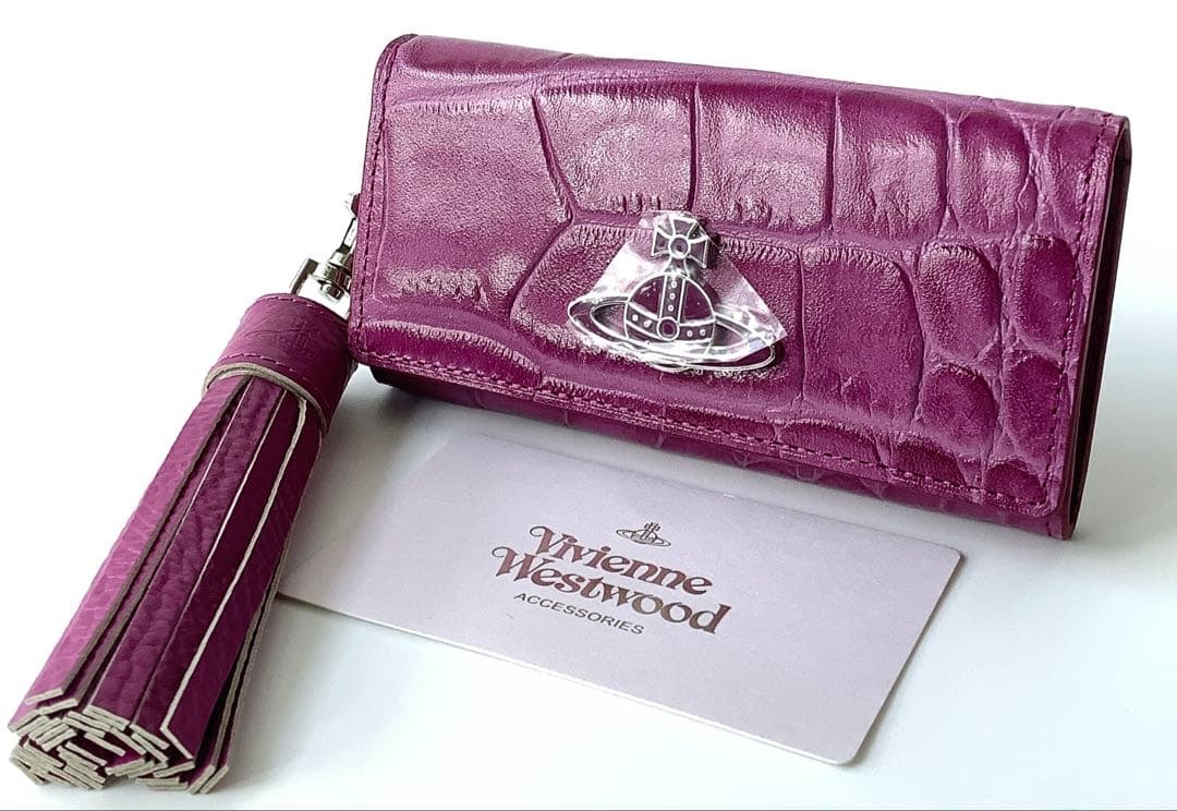 新品★ヴィヴィアンウエストウッド★チャーム付きクロコ型押し4連キーケース★ピンク