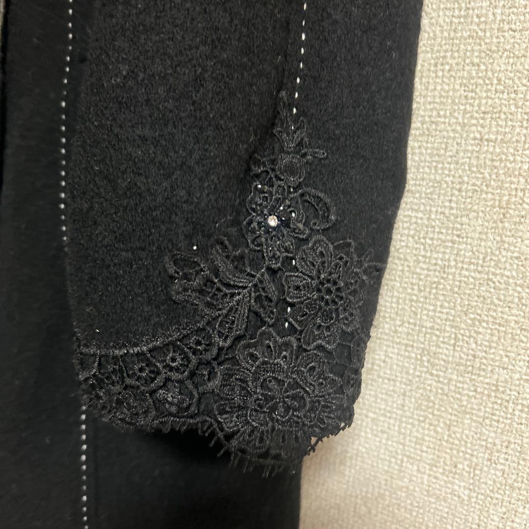 Super Beauty ファー付き黒ロングコート