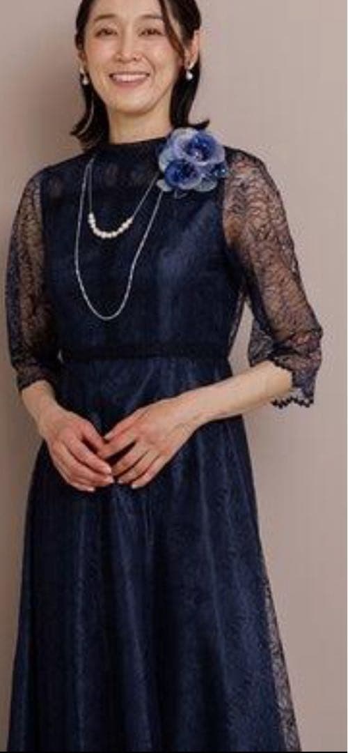 フォルムフォルマ マザードレスform forma リーフレースロング紺　９号