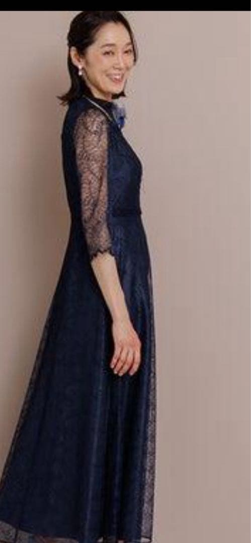 フォルムフォルマ マザードレスform forma リーフレースロング紺　９号