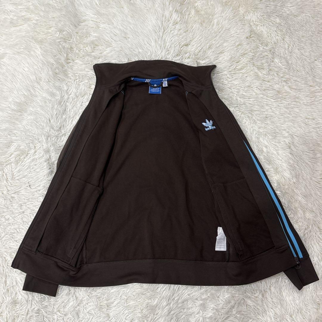 adidas トラックジャケット　ブラウン　ブルー　95 刺繍ロゴ　希少