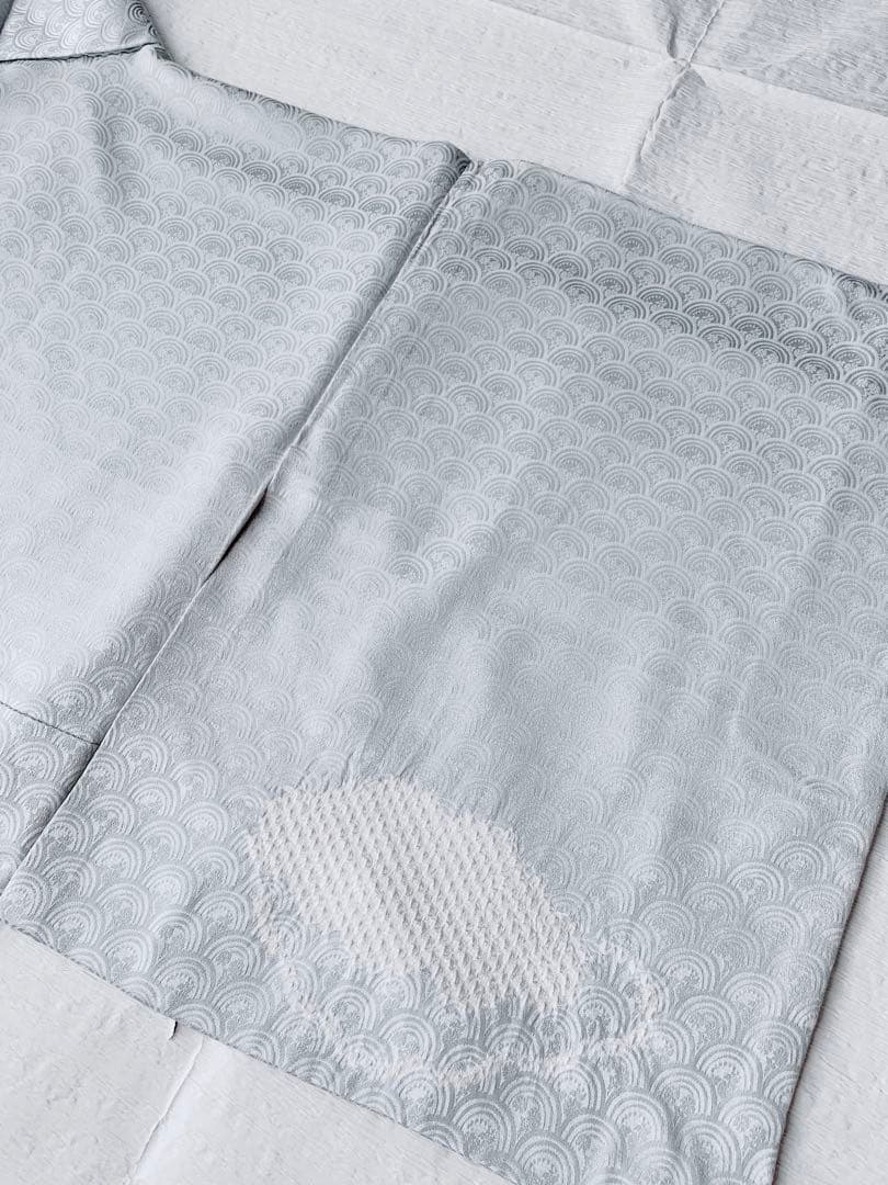 【未使用　しつけ糸なし】　正絹　訪問着　絞り　刺繍　アイスブルー