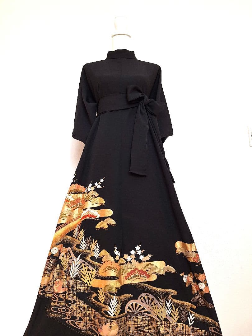 着物リメイクワンピース3623